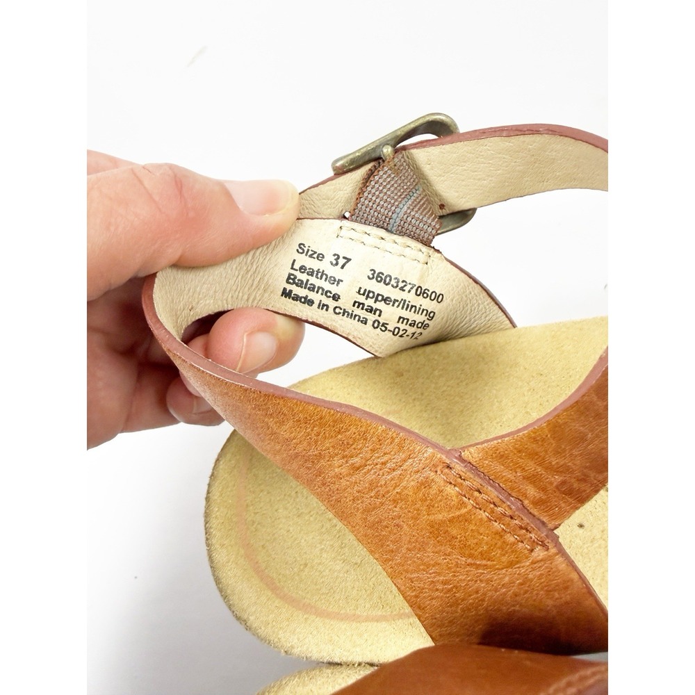 Dansko Strappy Leather Sandals Wood Wedge Heel Ankle Buckle Brown Comfort 37/7 - Picture 7 of 16